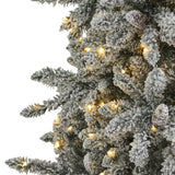 7.5’ Flocked Livingston Fir Artificial Christmas Tree with Pine Cones and 500 Warm LED Lights-Christmas Tree-Parc Decor