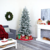 7.5’ Flocked Manchester Spruce Artificial Christmas Tree with 450 Lights and 949 Bendable Branches-Christmas Tree-Parc Decor