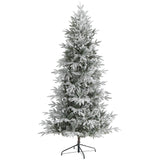 7.5’ Flocked Manchester Spruce Artificial Christmas Tree with 450 Lights and 949 Bendable Branches-Christmas Tree-Parc Decor