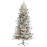 7.5’ Flocked Manchester Spruce Artificial Christmas Tree with 450 Lights and 949 Bendable Branches-Christmas Tree-Parc Decor
