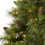 7.5’ Golden Tip Washington Pine Artificial Christmas Tree with 600 Clear Lights, Pine Cones and 1568 Bendable Branches-Christmas Tree-Parc Decor