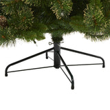 7.5’ Golden Tip Washington Pine Artificial Christmas Tree with 600 Clear Lights, Pine Cones and 1568 Bendable Branches-Christmas Tree-Parc Decor