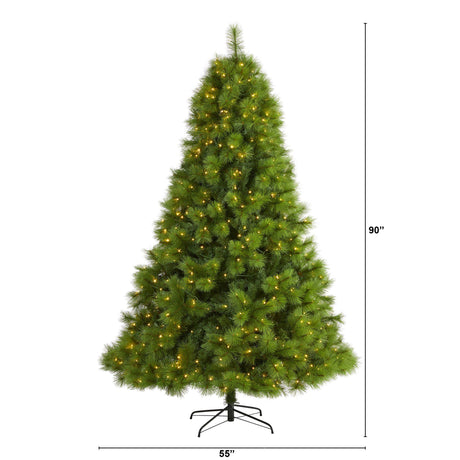 7.5’ Green Scotch Pine Artificial Christmas Tree with 550 Clear LED Lights-Christmas Tree-Parc Decor