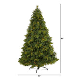 7.5’ North Carolina Mixed Pine Artificial Christmas Tree with 470 Warm White LED Lights, 1895 Bendable Branches and Pinecones-Christmas Tree-Parc Decor
