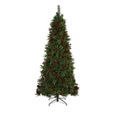 7.5’ Norway Mixed Pine Artificial Christmas Tree with 450 Clear LED Lights, Pine Cones and Berries-Christmas Tree-Parc Decor