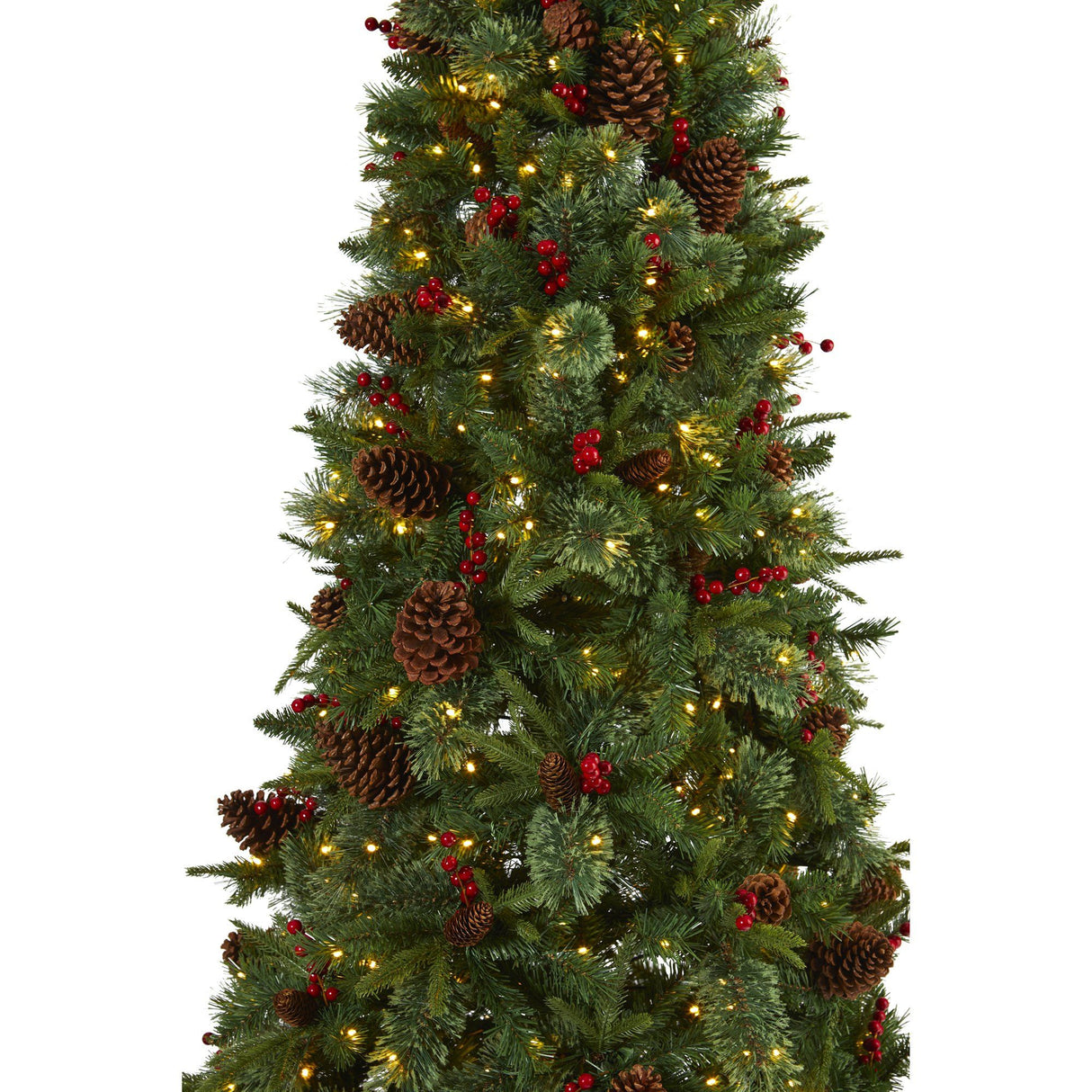 7.5’ Norway Mixed Pine Artificial Christmas Tree with 450 Clear LED Lights, Pine Cones and Berries-Christmas Tree-Parc Decor