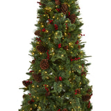 7.5’ Norway Mixed Pine Artificial Christmas Tree with 450 Clear LED Lights, Pine Cones and Berries-Christmas Tree-Parc Decor