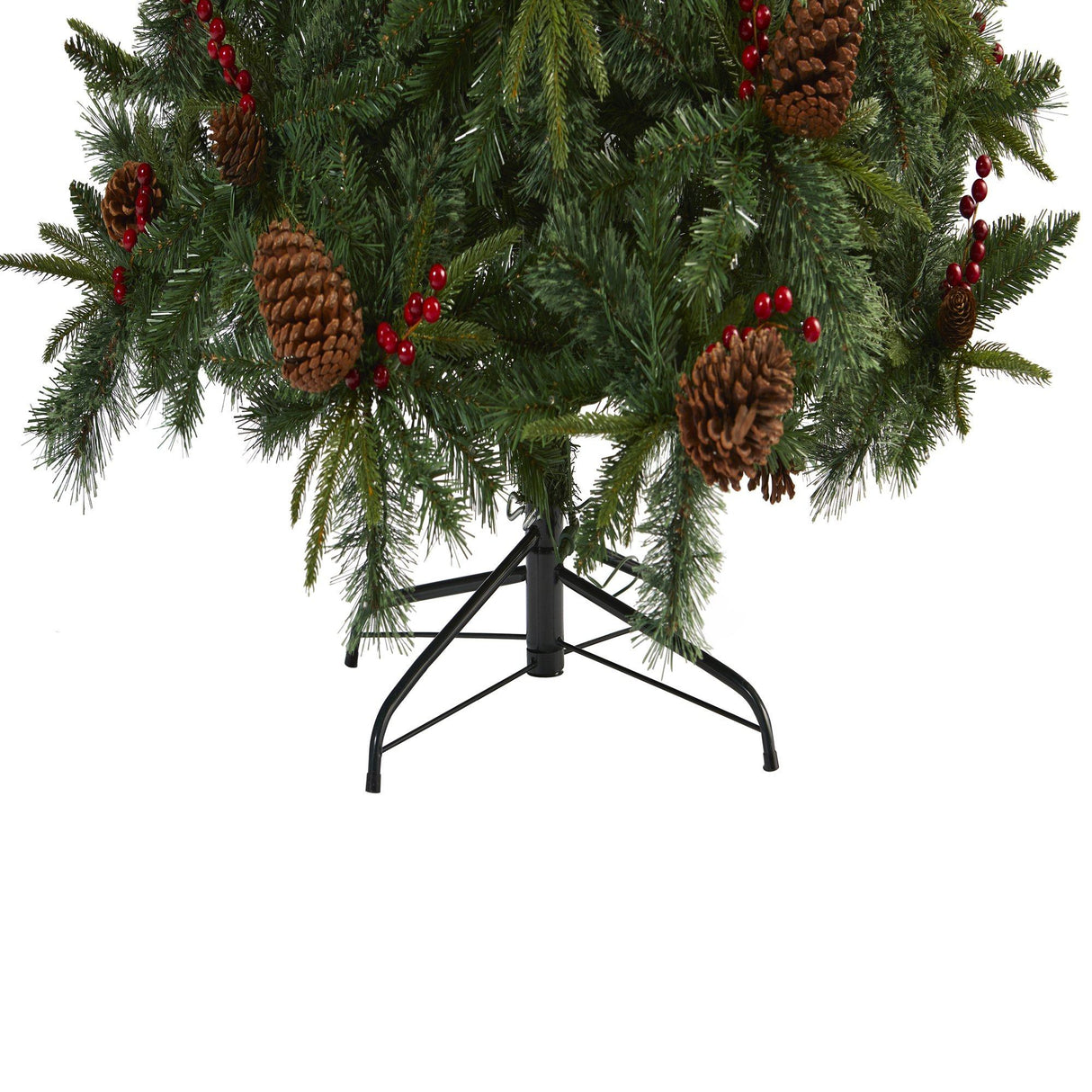 7.5’ Norway Mixed Pine Artificial Christmas Tree with 450 Clear LED Lights, Pine Cones and Berries-Christmas Tree-Parc Decor
