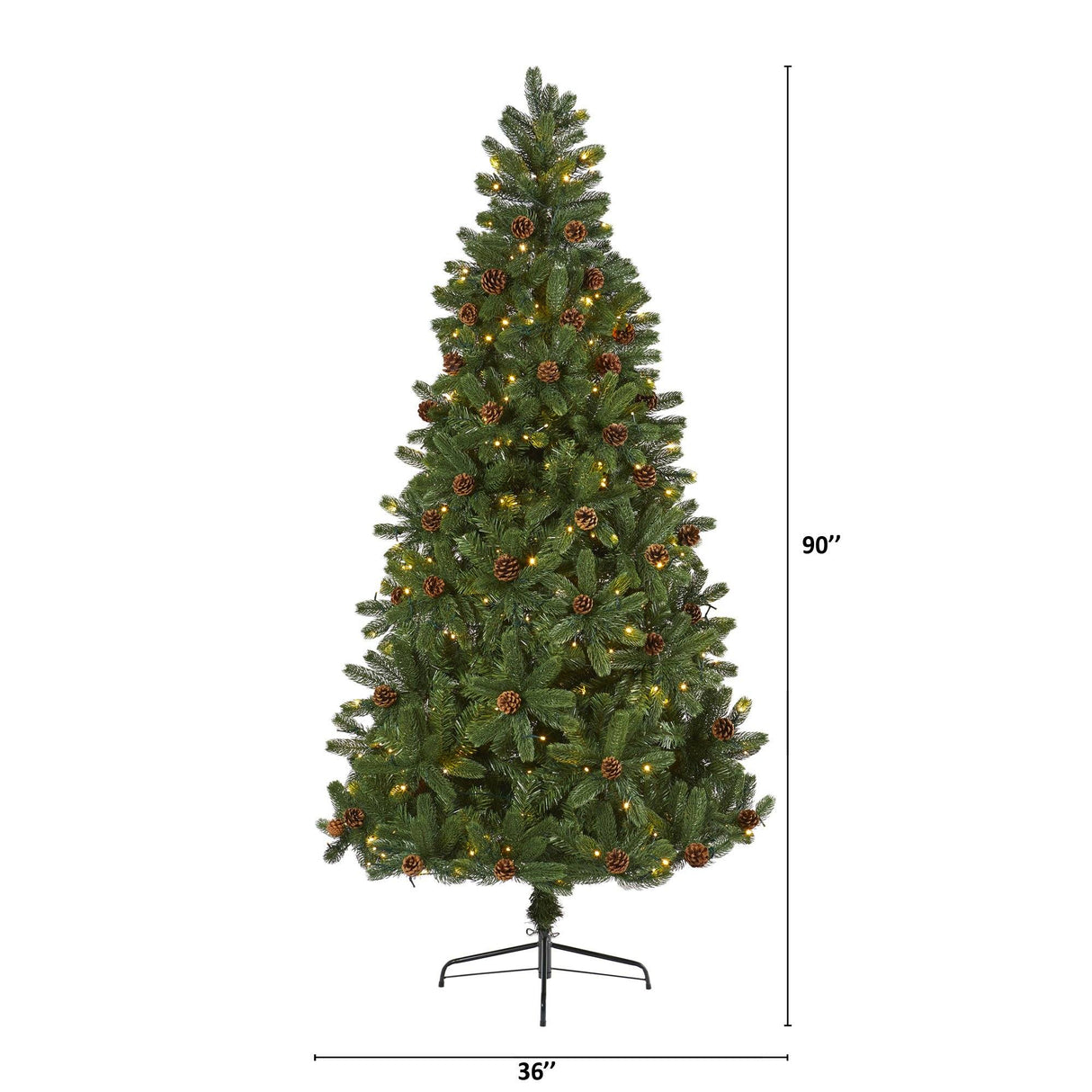 7.5' Rocky Mountain Spruce Artificial Christmas Tree with Pinecones and 400 Clear LED Lights-Christmas Tree-Parc Decor