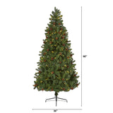 7.5' Rocky Mountain Spruce Artificial Christmas Tree with Pinecones and 400 Clear LED Lights-Christmas Tree-Parc Decor