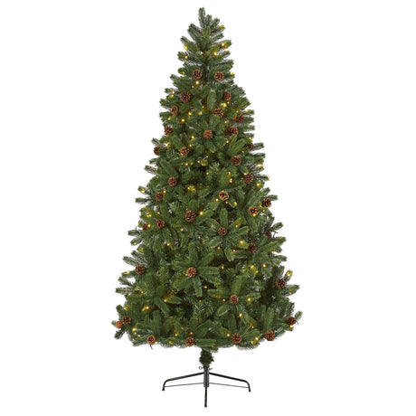 7.5' Rocky Mountain Spruce Artificial Christmas Tree with Pinecones and 400 Clear LED Lights-Christmas Tree-Parc Decor