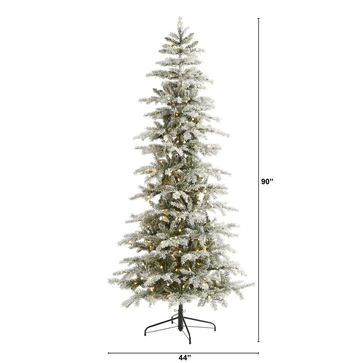 7.5’ Slim Flocked Nova Scotia Spruce Artificial Christmas Tree with 450 Warm White LED Lights and 909 Bendable Branches-Christmas Tree-Parc Decor