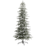 7.5’ Slim Flocked Nova Scotia Spruce Artificial Christmas Tree with 450 Warm White LED Lights and 909 Bendable Branches-Christmas Tree-Parc Decor