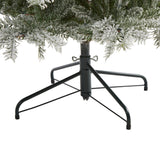 7.5’ Slim Flocked Nova Scotia Spruce Artificial Christmas Tree with 450 Warm White LED Lights and 909 Bendable Branches-Christmas Tree-Parc Decor