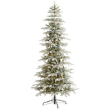 7.5’ Slim Flocked Nova Scotia Spruce Artificial Christmas Tree with 450 Warm White LED Lights and 909 Bendable Branches-Christmas Tree-Parc Decor