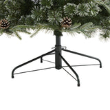 7.5’ Snowed Tipped Clermont Mixed Pine Artificial Christmas Tree with 600 Clear LED Lights, Pine Cones and 1784 Bendable Branches-Christmas Tree-Parc Decor