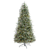 7.5’ Snowed Tipped Clermont Mixed Pine Artificial Christmas Tree with 600 Clear LED Lights, Pine Cones and 1784 Bendable Branches-Christmas Tree-Parc Decor