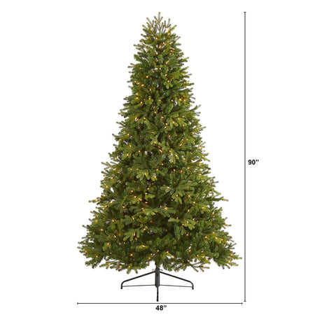7.5’ Washington Fir Artificial Christmas Tree with 600 Clear Lights and 1610 Bendable Branches-Christmas Tree-Parc Decor