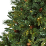 7.5’ West Virginia Full Bodied Mixed Pine Artificial Christmas Tree with 600 Clear LED Lights and Pine Cones-Christmas Tree-Parc Decor