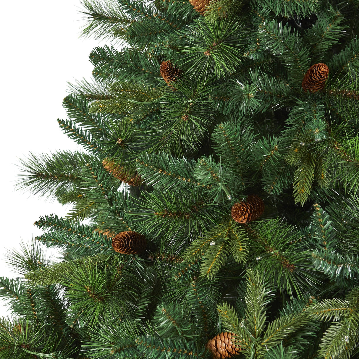 7.5’ West Virginia Full Bodied Mixed Pine Artificial Christmas Tree with 600 Clear LED Lights and Pine Cones-Christmas Tree-Parc Decor