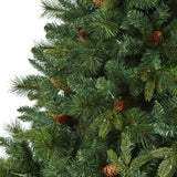 7.5’ West Virginia Full Bodied Mixed Pine Artificial Christmas Tree with 600 Clear LED Lights and Pine Cones-Christmas Tree-Parc Decor
