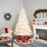 7.5' White Artificial Christmas Tree with 1380 Bendable Branches and 400 Clear LED Lights-Christmas Tree-Parc Decor