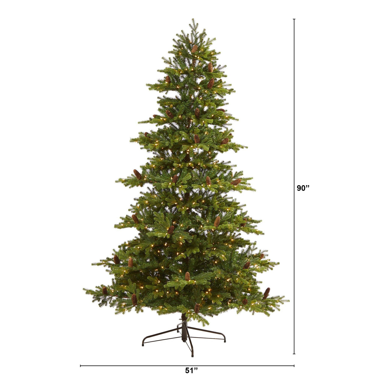 7.5’ Yukon Mountain Fir Artificial Christmas Tree with 600 Clear Lights, Pine Cones and 1740 Bendable Branches-Christmas Tree-Parc Decor