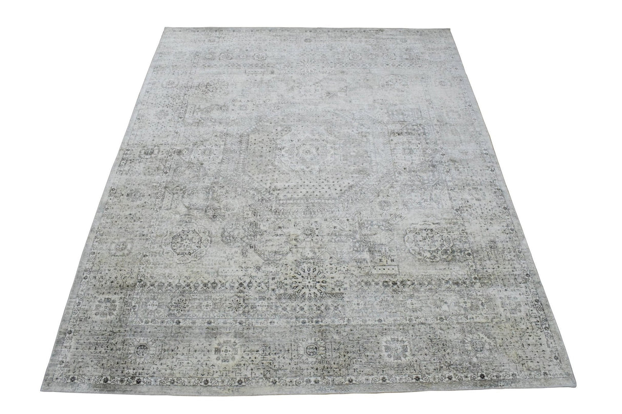 7.8x9.8 Rug, Abstract Blue and Gray Rug made with Viscose Art Silk, Living, Dinning and Bedroom Rug | TRD0091AR7898-Area Rug-Parc Decor