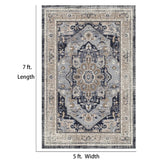7ft x 5ft Vintage Indoor Non-Slip Washable Large Area Rugs for Bedroom Living Room