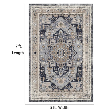 7ft x 5ft Vintage Indoor Non-Slip Washable Large Area Rugs for Bedroom Living Room