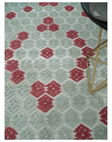 7x10 Hand Knotted Gray, Red and Blue Traditional Wool Rug