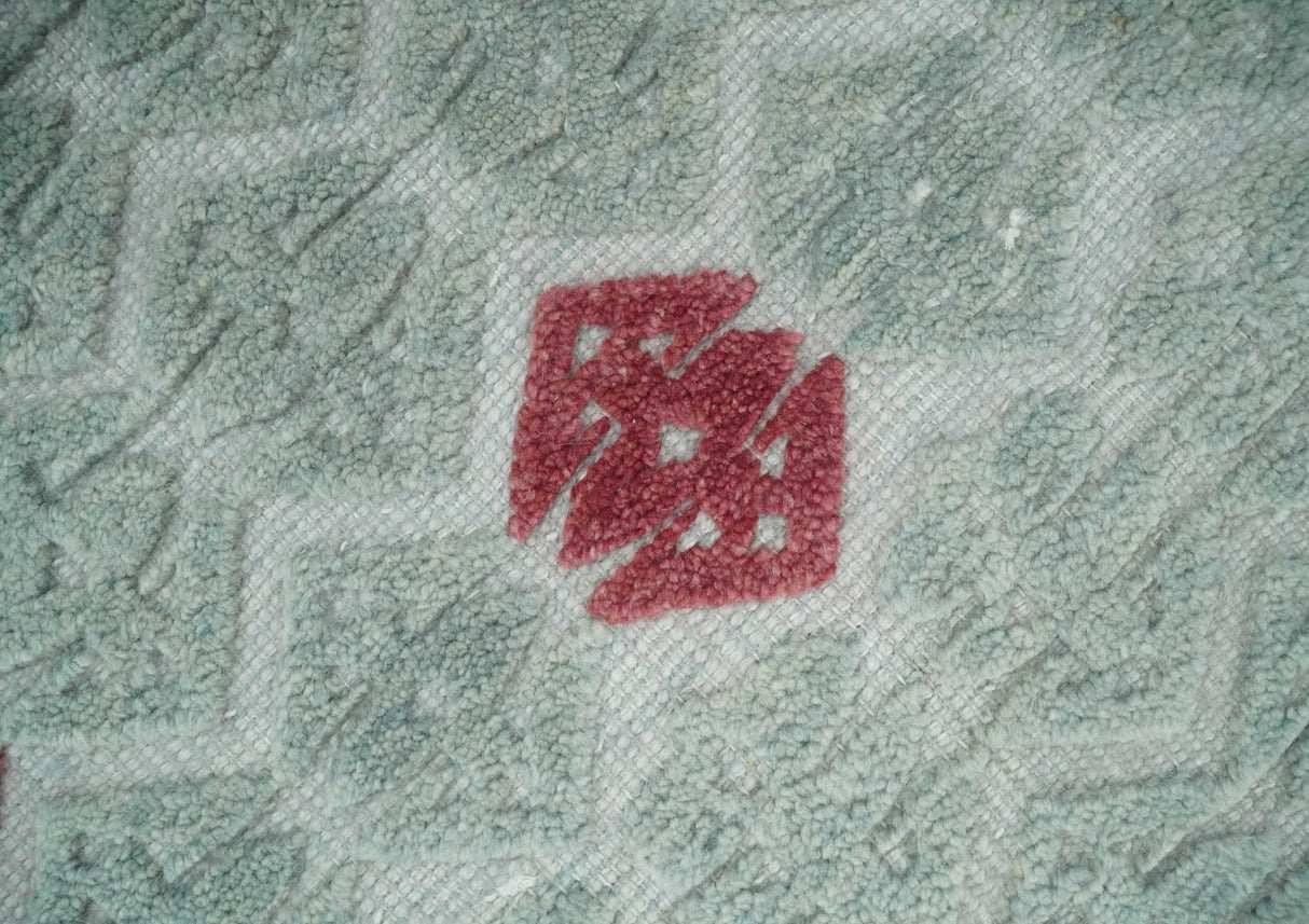 7x10 Hand Knotted Gray, Red and Blue Traditional Wool Rug