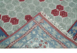 7x10 Hand Knotted Gray, Red and Blue Traditional Wool Rug