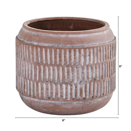 8” Boho Chic Ceramic Embossed Planter-Parc Decor