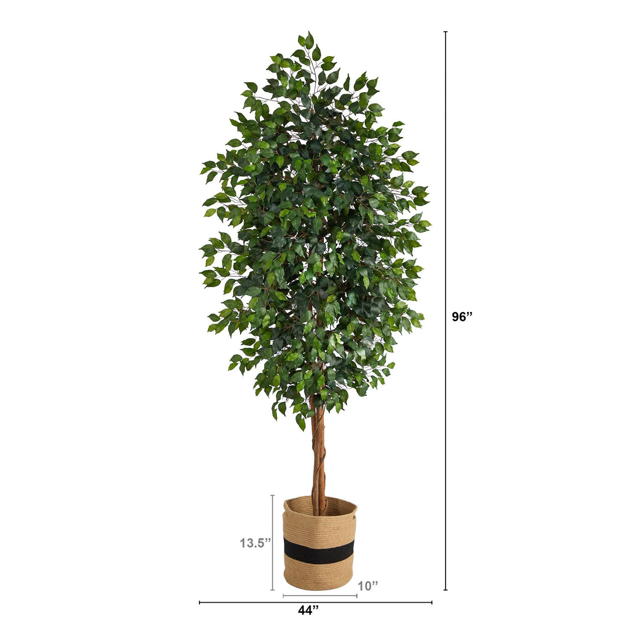8’ Ficus Artificial Tree in Handmade Natural Cotton Planter-Parc Decor