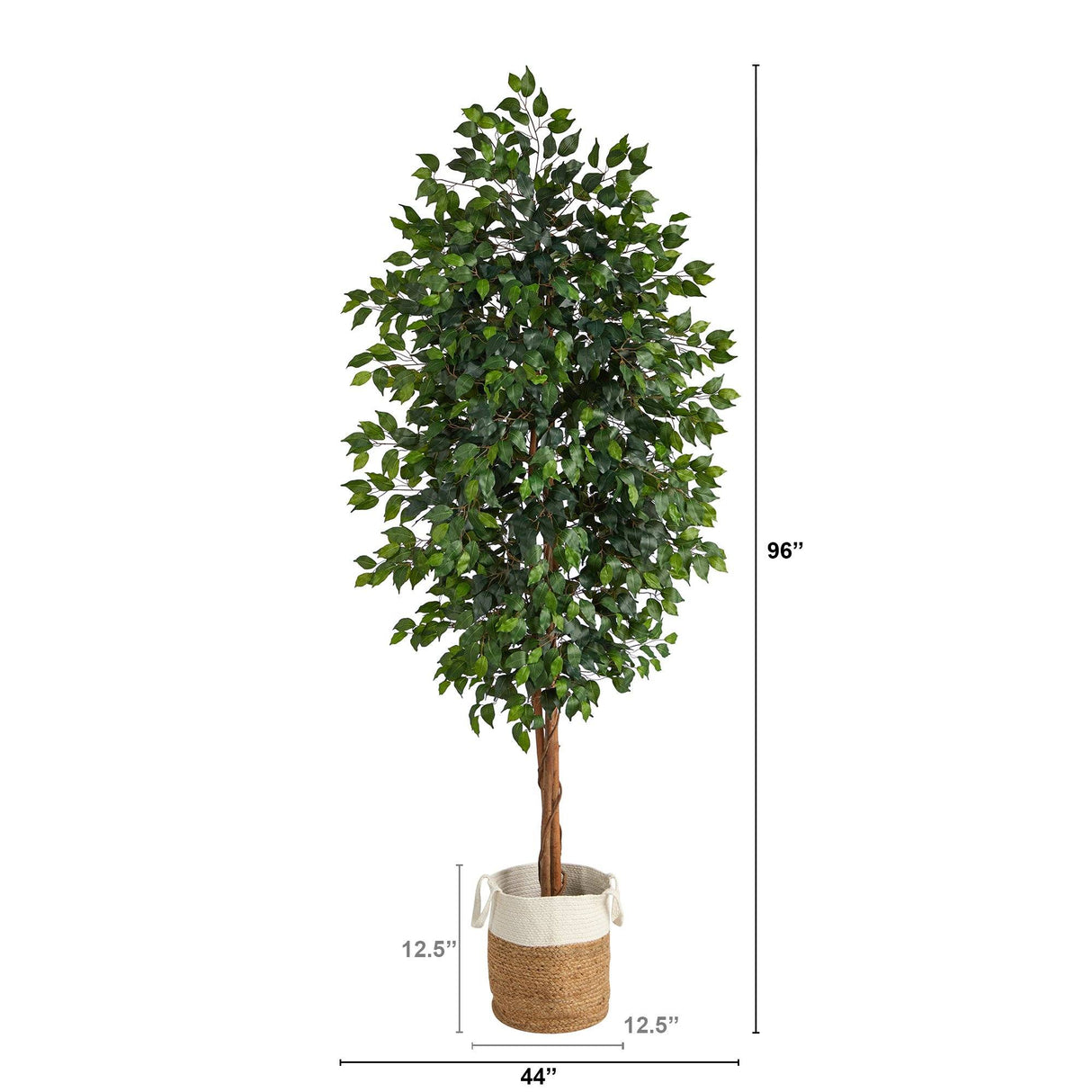 8’ Ficus Artificial Tree with Handmade Natural Jute and Cotton Planter-Parc Decor