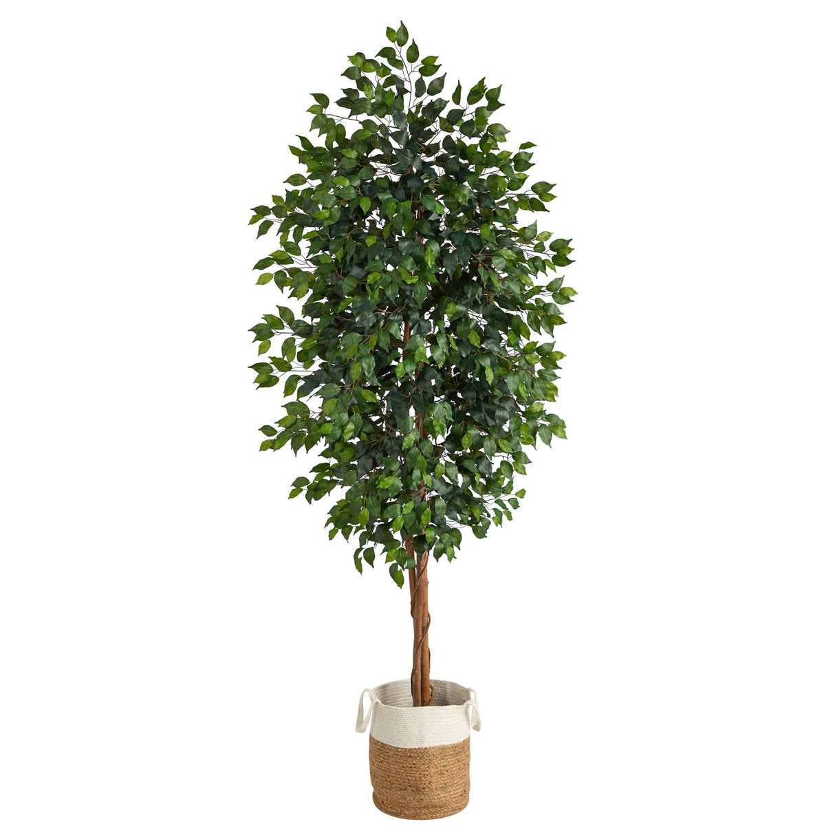 8’ Ficus Artificial Tree with Handmade Natural Jute and Cotton Planter-Parc Decor