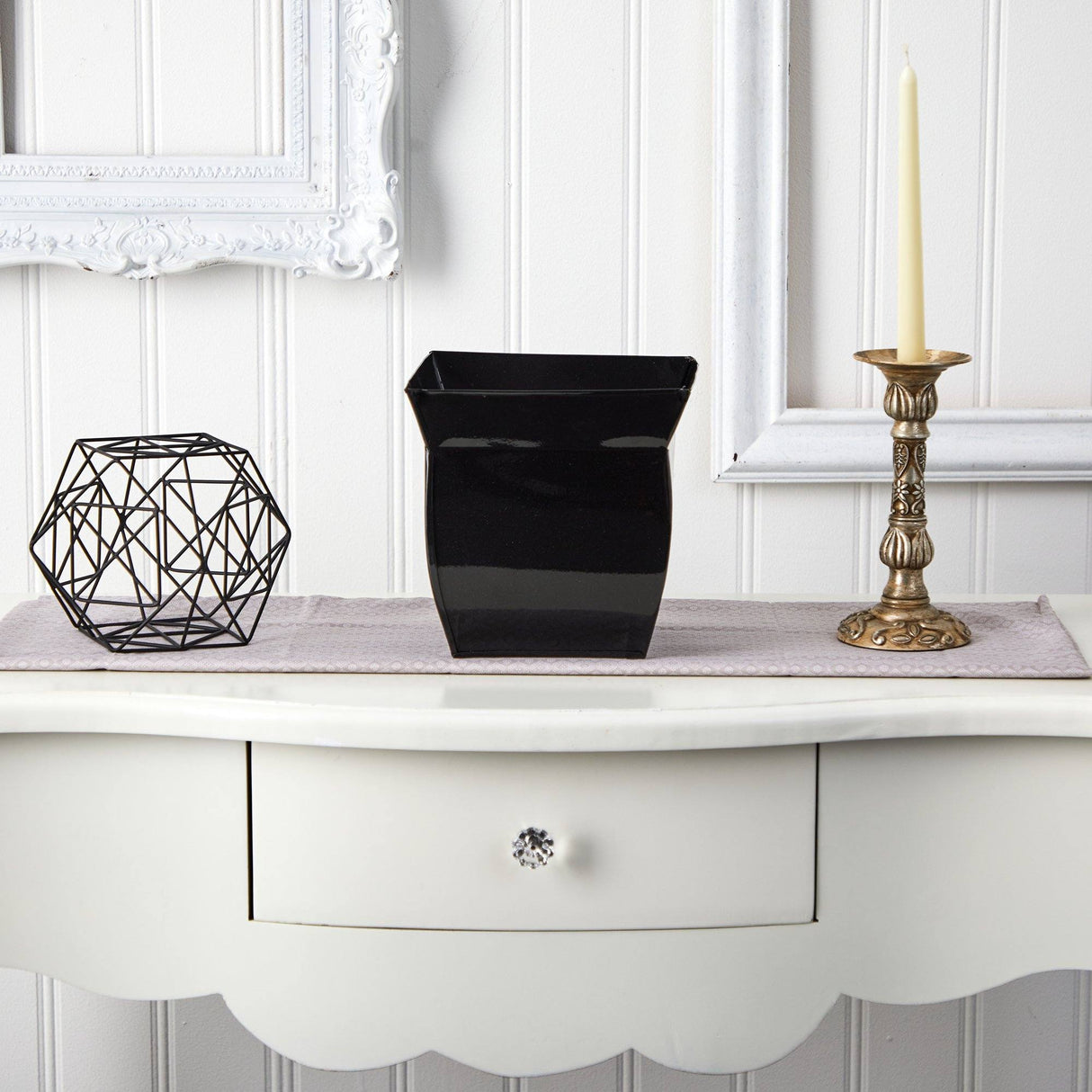 8” Fluted Metal Square Planter-Parc Decor