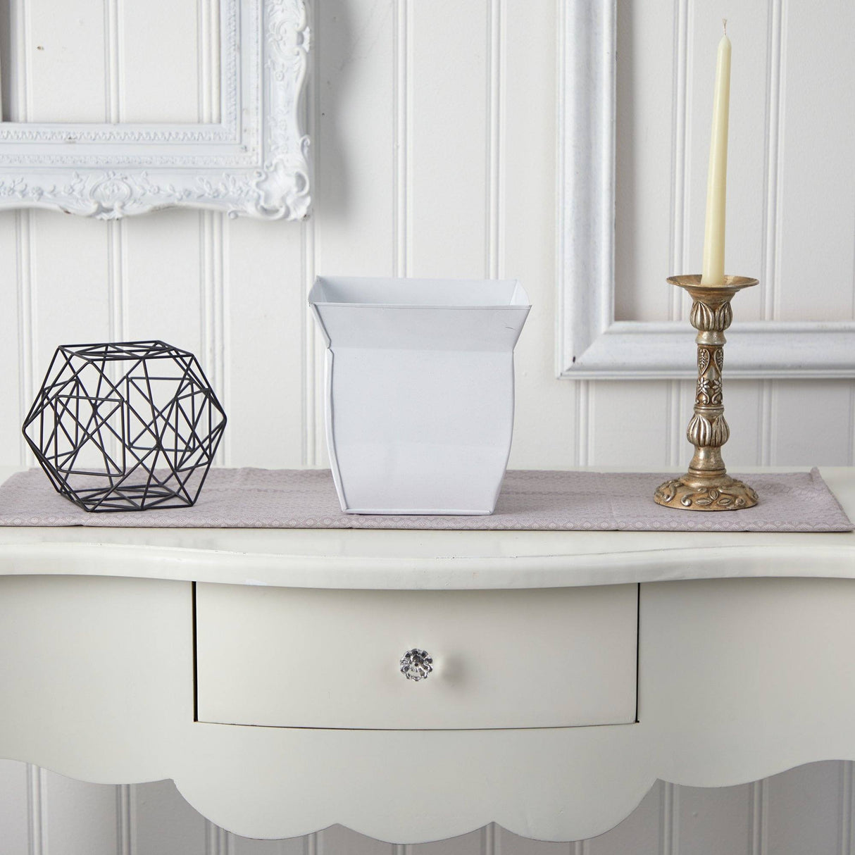 8” Fluted Metal Square Planter-Parc Decor