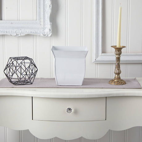 8” Fluted Metal Square Planter
