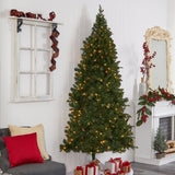 8’ Grand Teton Spruce Flat Back Tree with 280 Warm White LED Lights and 1208 Bendable Branches-Parc Decor