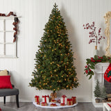 8’ Grand Teton Spruce Flat Back Tree with 280 Warm White LED Lights and 1208 Bendable Branches-Parc Decor