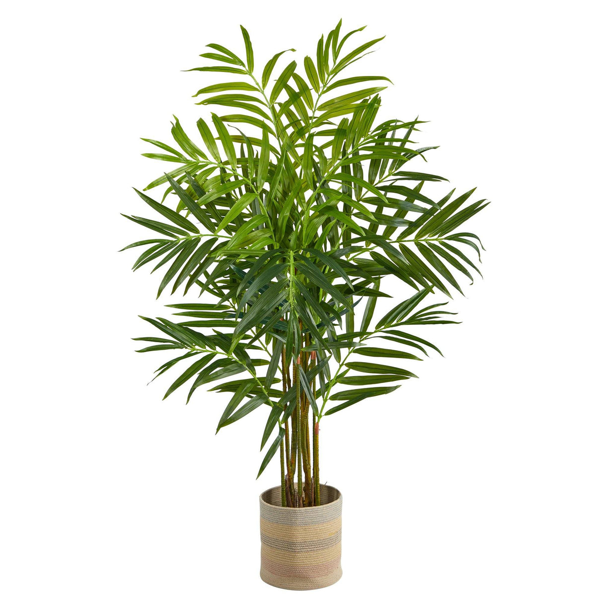 8’ King Palm Artificial Tree in Handmade Natural Cotton Multicolored Woven Planter-Parc Decor