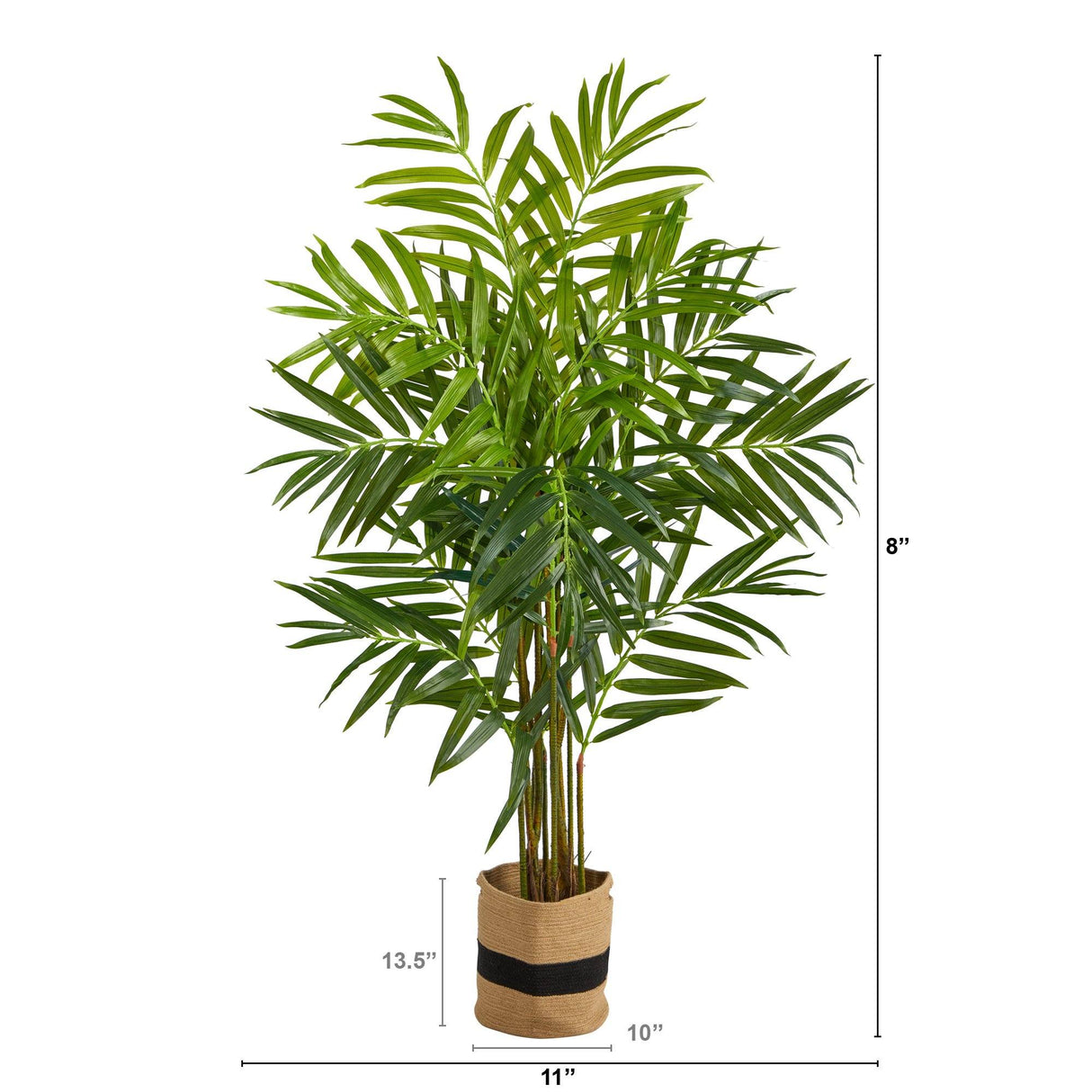 8’ King Palm Artificial Tree in Handmade Natural Jute and Cotton Planter-Parc Decor