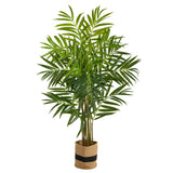 8’ King Palm Artificial Tree in Handmade Natural Jute and Cotton Planter-Parc Decor