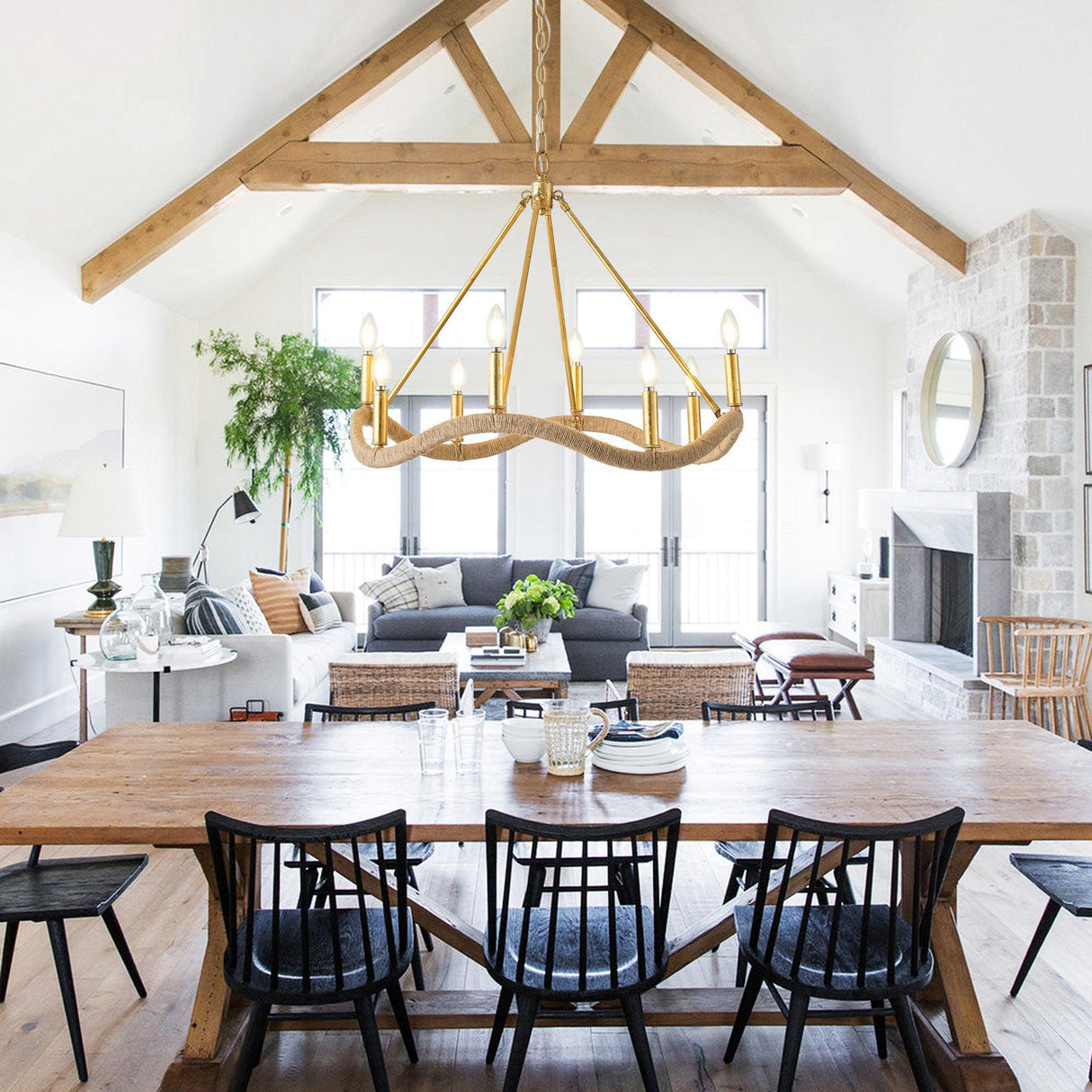 8-Light Golden Modern Candle Chandelier-Parc Decor