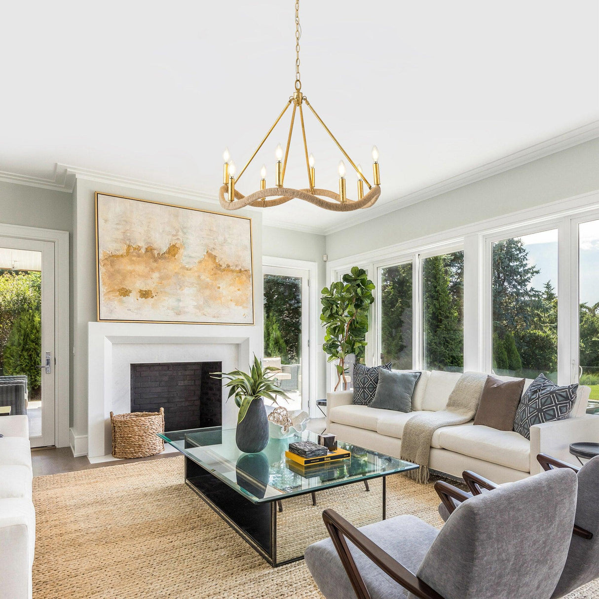 8-Light Golden Modern Candle Chandelier-Parc Decor