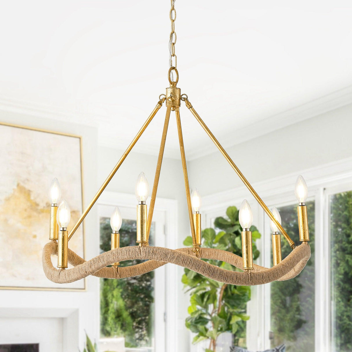 8-Light Golden Modern Candle Chandelier-Parc Decor