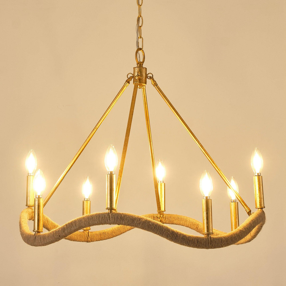 8-Light Golden Modern Candle Chandelier-Parc Decor