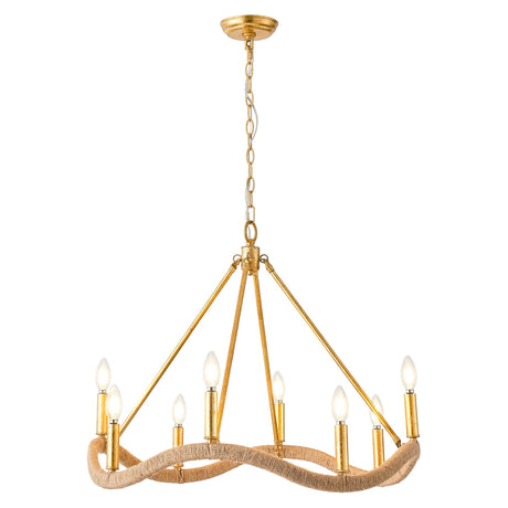 8-Light Golden Modern Candle Chandelier-Parc Decor